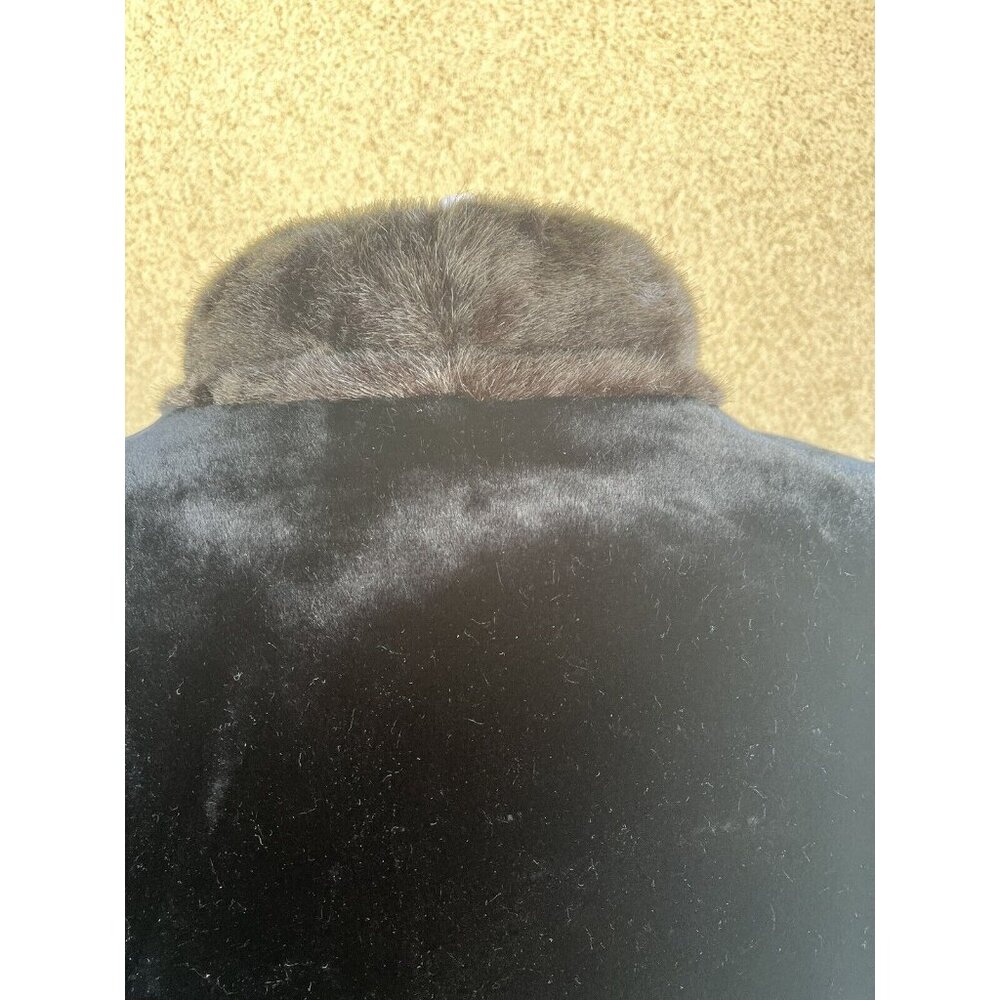 Vintage Jordache Faux Fur Coat Womens 11/12 L Black & Brown Mob Wife Hook Loop - Picture 15 of 16